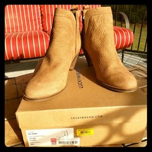 Lucky Brand suede tan booties